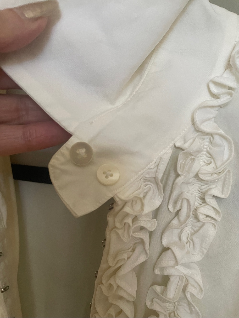 Vintage Maria DI Ripabianca White Ruffle-Front Dress Shirt - Picture 5 of 9